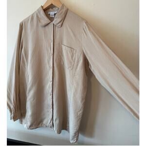 Anna and Frank beige silk button up blouse size L